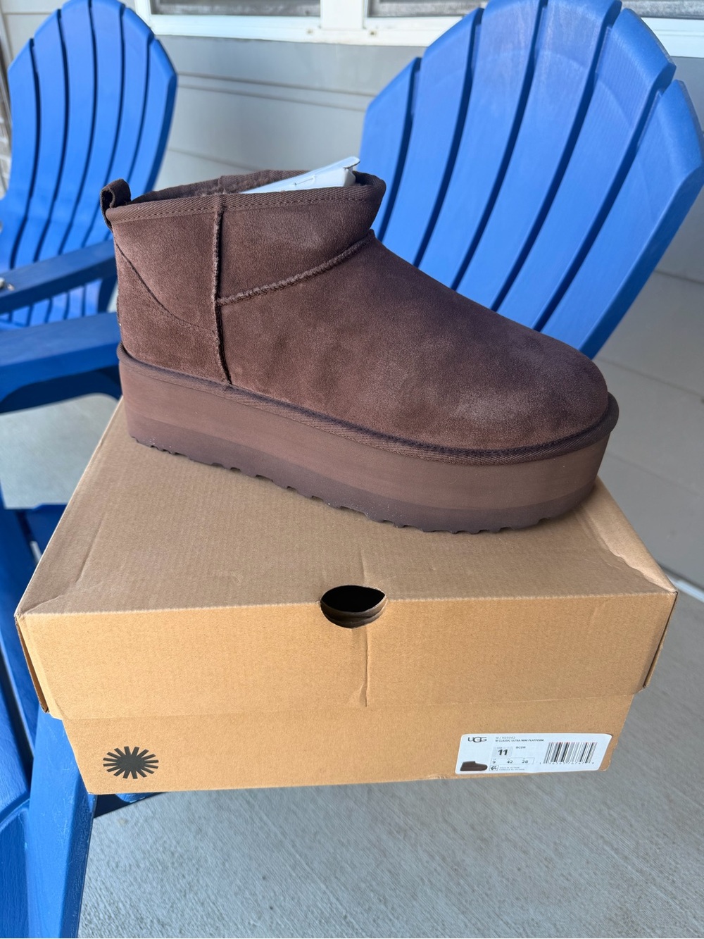 UGG Women's Platform Mini Boot in Brown Suede